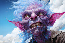 Goblin, A Mythical Humanoid Creature. An Evil Creature. Close-up Portrait.