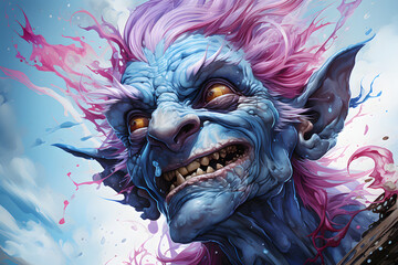 Wall Mural - Goblin, a mythical humanoid creature. an evil creature. close-up portrait.