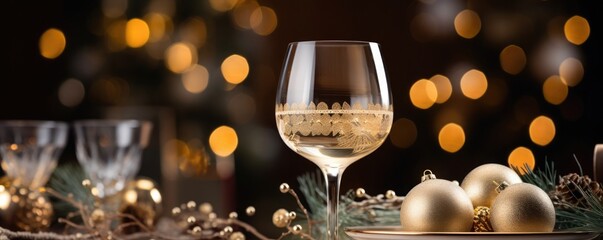 Canvas Print - glasses of champagne, christmas background 