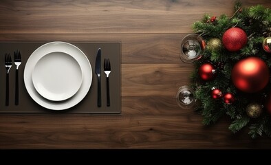 Poster - christmas table setting with christmas decorations