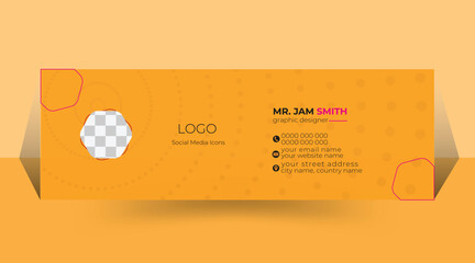 Wall Mural - Vector corporate email signature or footer template design with personal details design template