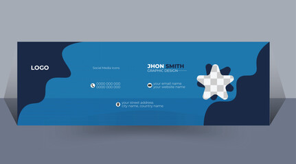 Wall Mural - Vector business email signature or footer template design with personal details template