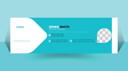 Wall Mural - Vector corporate email signature or footer template design with personal details template