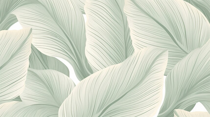 Close-Up of Green and White Wallpaper with Leaf Pattern