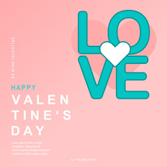 Wall Mural - Creative concept of Happy Valentines Day card. Modern art design with interesting font and in gradient. Templates for celebration, ads, branding, banner, cover, label, poster, sales 