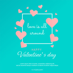 Wall Mural - Creative concept of Happy Valentines Day card. Modern art design with interesting font and in gradient. Templates for celebration, ads, branding, banner, cover, label, poster, sales 
