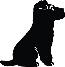 Simple And Adorable Fox Terrier Sitting In Side View Silhouette With Details