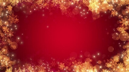 Wall Mural - elegant red christmas background with a frame of lights and snowflakes animated in a loop and copy s
