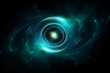 Wall Mural - abstract turquoise cosmos object pulsar in dark space among stars