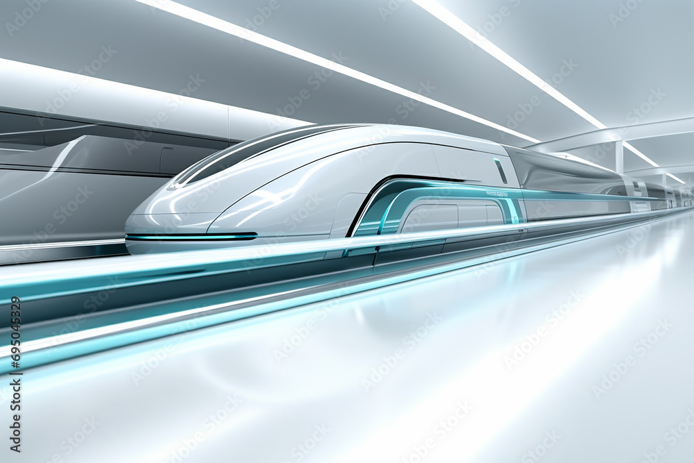 Photo Stock Hyperloop train, background of a magnetic levitation train ...