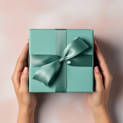 woman hand hold gift box isolated