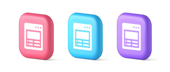 Poster - Internet document tax form banking account web page button virtual browsing interface 3d icon