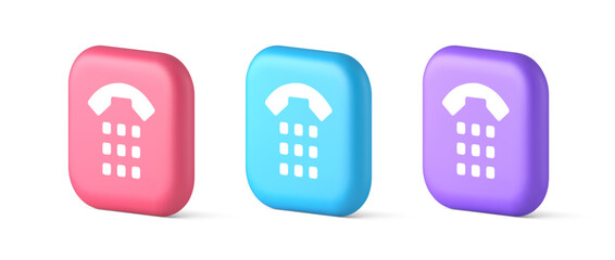Poster - Phone call button application handset mobile contact communication 3d realistic icon