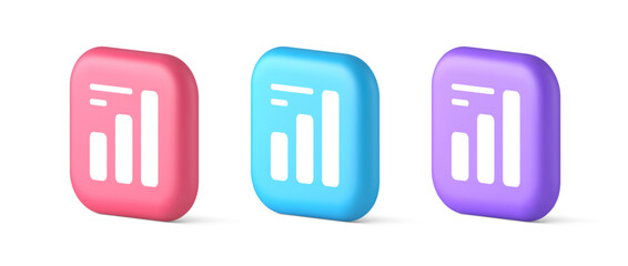 Poster - Bar graph business analyzing button diagram profit progress stock market stats 3d icon
