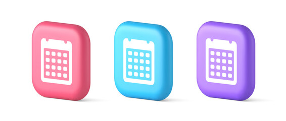 Poster - Calendar schedule button agenda event appointment reminder 3d realistic icon