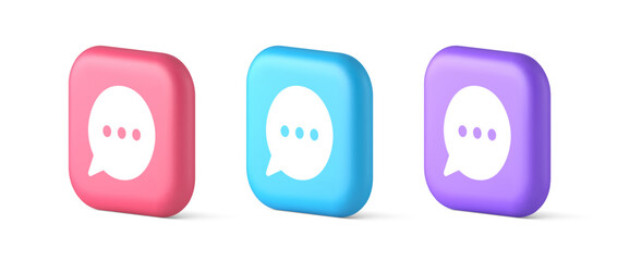 Poster - Think bubble chat button online dialogue social network communication 3d realistic icon
