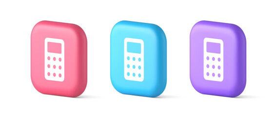 Poster - Calculator button mathematical number counting web application design 3d realistic icon