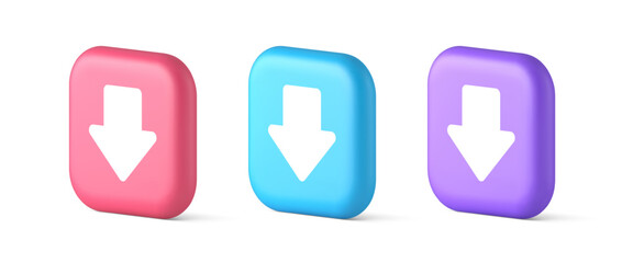 Poster - Arrow down button keyboard navigation pointer cyberspace downloading web app 3d speech bubble icon