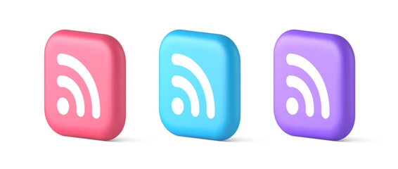 Poster - Wifi available access button wireless internet connection signal 3d realistic speech bubble icon