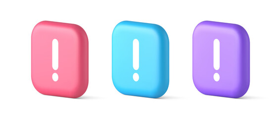 Poster - Exclamation mark keyboard button important attention point 3d speech bubble icon