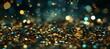 Golden and green bokeh lights backdrop   ideal for christmas, parties, holidays, or birthdays