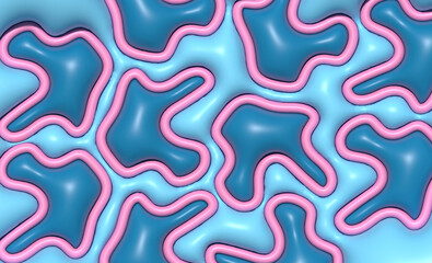 Poster - Abstract background with various inflated figures, 3D rendering illustration