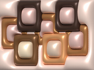 Poster - Abstract background with inflated figures, 3D rendering illustration