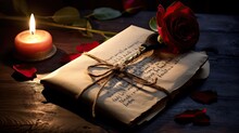 A Timeless Elegance Captured In A Vintage Love Note Sealed With A Red Wax Seal On Textured, Aged Parchment Paper.