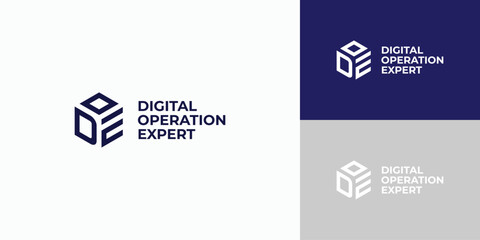 Poster - d e o letter logo design in hexagon shape