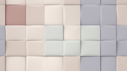 Wall Mural -  a close up of a wall made up of different shades of blue, pink, white and grey squares of varying sizes.