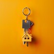 Real state. Keys hanging, keychain of a house, open house, home mortgage, realtor, new apartment, homeowner concept.