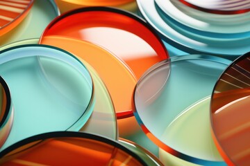 Abstract background with multiple glass colorful lenses