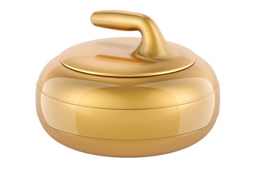 Poster - Golden Curling Stone, 3D rendering isolated on the transparent background