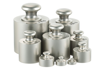 Poster - Calibration Weights, Scale Weight Set. 3D rendering isolated on transparent background