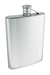 Poster - Silver Hip Flask, 3D rendering isolated on the transparent background