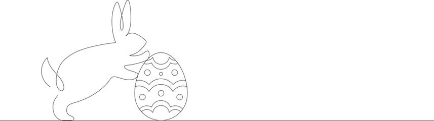 Wall Mural - Easter egg set in simple one line style. Bunny line art. EPS 10