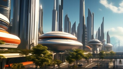 futuristic technological dystopian city cinematic wallpaper