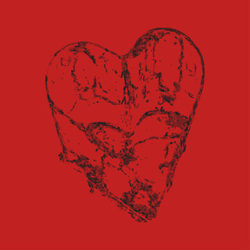 Abstract heart. Vector Romantic illustration symbol join, passion and wedding. Calligraphy Design element of valentine day. Template for t-shirt, card