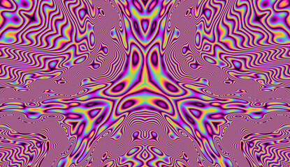 Aufkleber - Holographic kaleidoscopic geometric hypnotic background in bright neon psychedelic acidic hues.