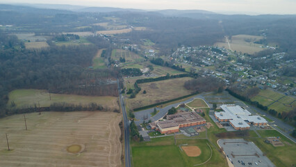 Aerial of Poconos Moutain in the Winter 