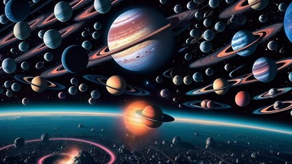 Wall Mural - Alien planets in space and Galaxy