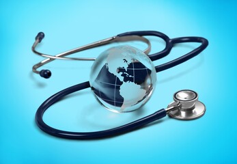 Canvas Print - Health Day. Globe and medical Stethoscope