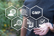 © wladimir1804 - Man using virtual interface sees text: GMP. Good Manufacturing Practice ( GMP ) Business Industry Meical Concept.