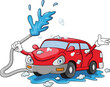 Cute car washing with water pipe