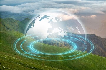 Wall Mural - ecological environmentally digital concept infographic
