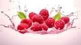 Fototapeta Kuchnia - juice splash with raspberries isolated on white backgroundite_backgro
