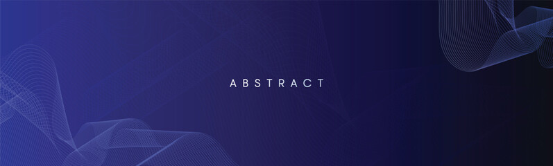 Poster - Dark blue abstract background with wavy lines designed for banners. Modern shiny blue gradient flowing wave lines. Dynamic wave. Futuristic technology concept.