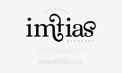 Leinwandbilder - Imtias premium luxury elegant alphabet letters and numbers. Elegant wedding typography classic serif font decorative vintage retro. Creative vector illustration