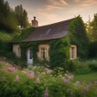 A quaint cottage covered in ivy and surrounded by wildflowers3