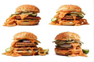 Wall Mural - ai generative, fast food close-up shot of delicious beef burger